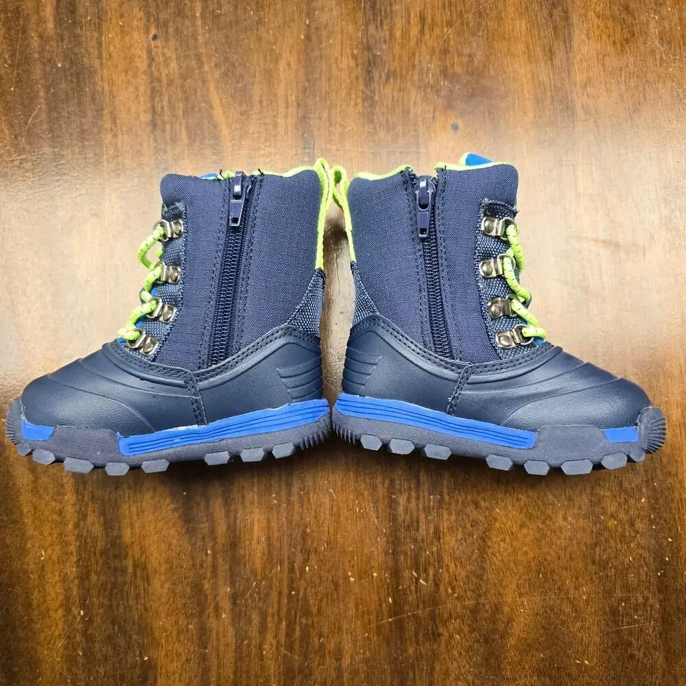 Carter's Navy Blue and Lime Green Kids Rain & Snow Boots